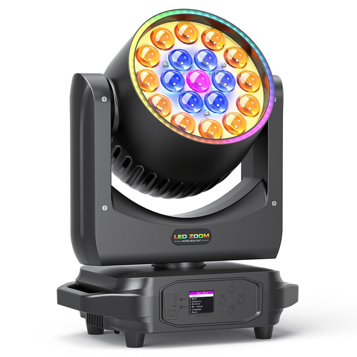 19x15W Zoom Beam Wash Bewegingskop light for Podiumverlichtingseffect with RGBW 4in1 LED and DMX-control for DJ, Disco and Na