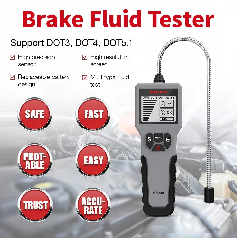 Ediag BF200 Tester Pen 5 LED-indicator DOT3 Remvloeistof Automotive Remdetectie Professional grade