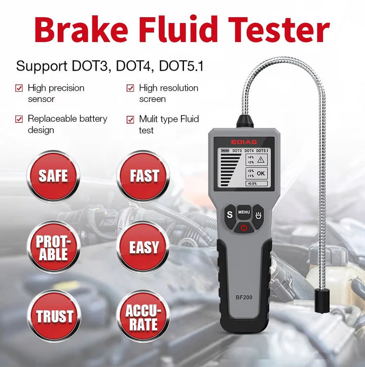Ediag BF200 Tester Pen 5 LED-indicator DOT3 Remvloeistof Automotive Remdetectie Professional grade