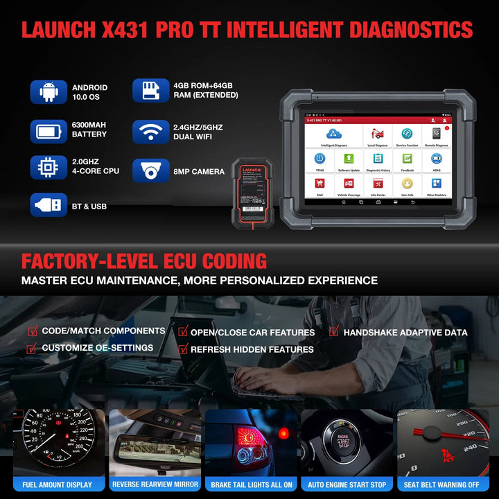 LAUNCH X431 Pro Tt full system Auto diagnostic tool OBD2 Scanner vehicle code reader with 36 Reset Funtion as X 431 V Profs V