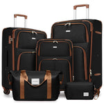 5-piece luggage set of textile (20/24/28 inch) - Lightweight uitbreidbare reiskoffer trolley with travel bag & toilettas