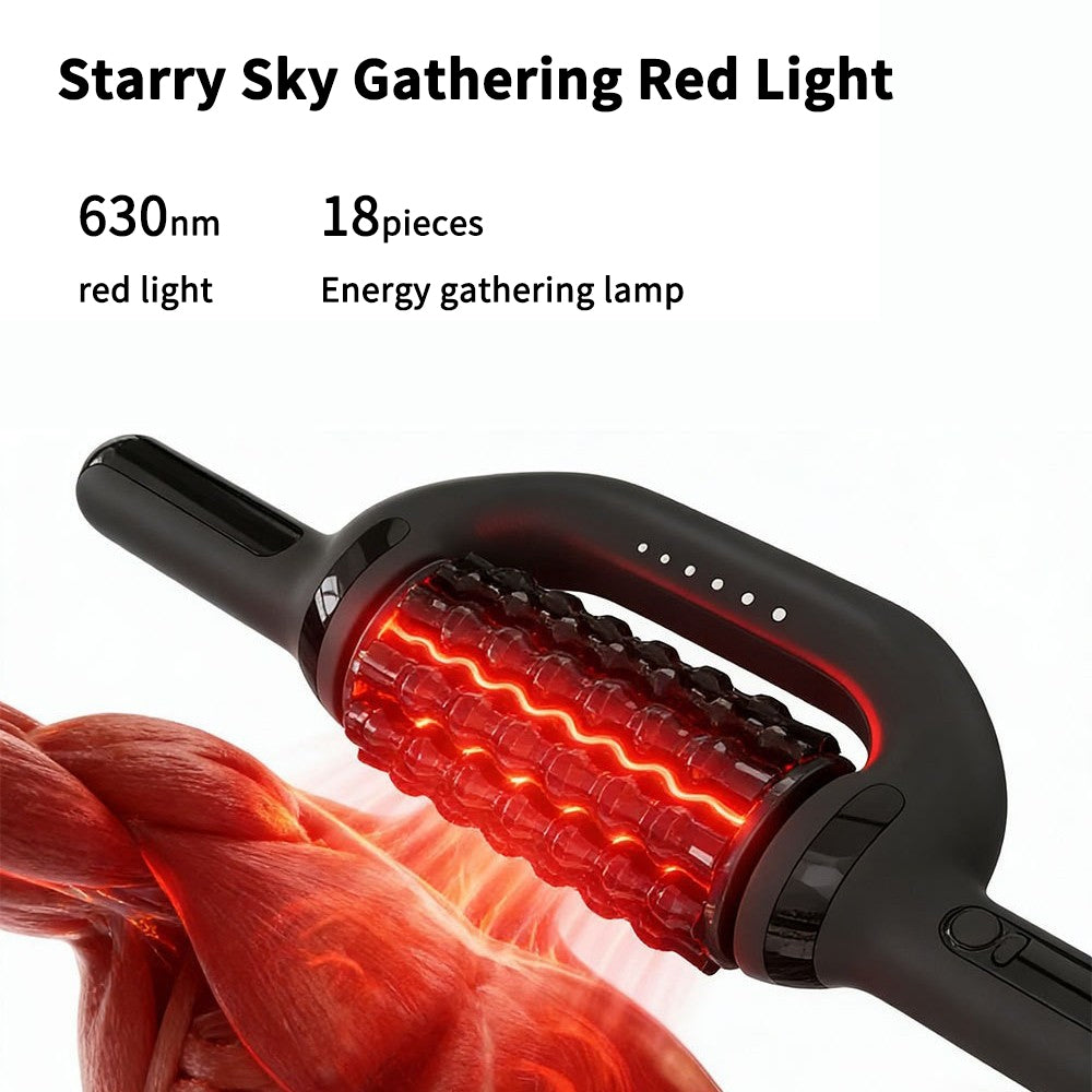 Rechargeable multifunctional rotating spiermassageroller, electric rolling massager with red light for muscle relaxation