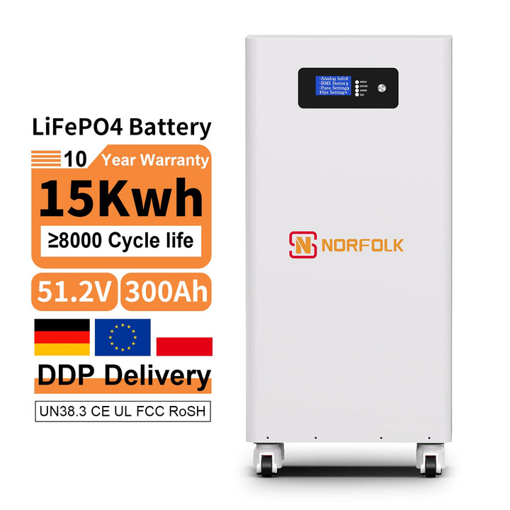 EU Stock 15kWh solar-energy Storage battery With Wheels 51.2V 300Ah Lithium Solar battery Smart BMS home energy Storage battery