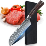 Pakkahouten handle Flexibel and handy 7CR17 stainless steel Santoku-knife