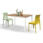 Uitschuifbare rustieke eiken eettafel 120x80 white metalen onderstel for binnengebruik