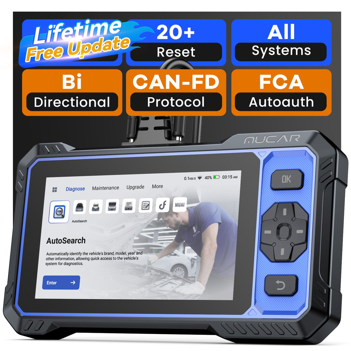 Lifetime free update MUCAR 682 OBD2 AI Diagnostic tool Full-system diagnostics Bidirectional CANFD OBD2 Automotive Scanner
