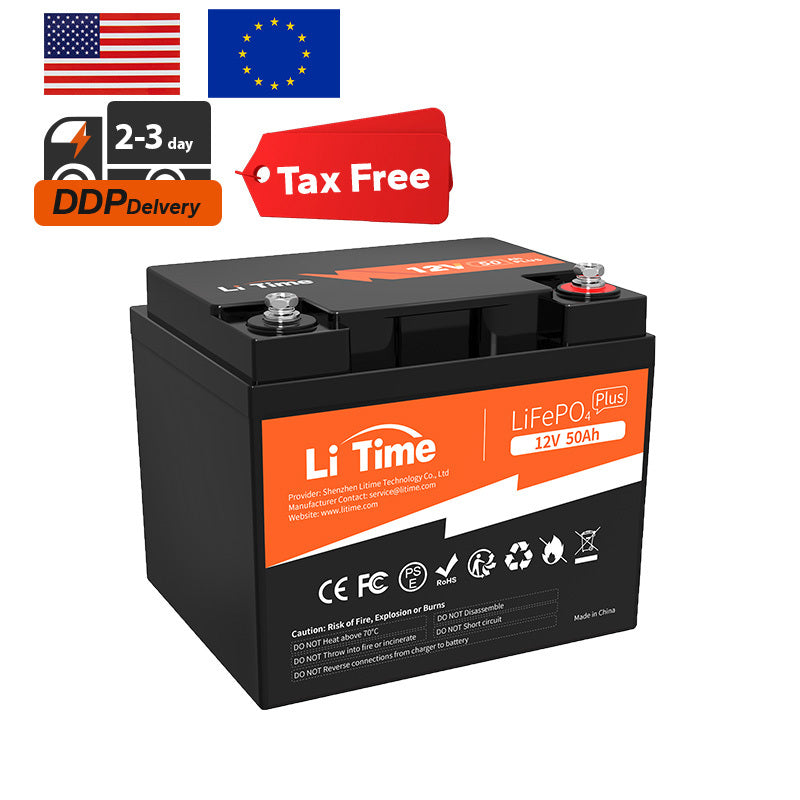 US Local 12V 50Ah LiFePO4 battery Diepcyclus High Prestatie for Camper, Boot, solar-energy system, Off-Grid system