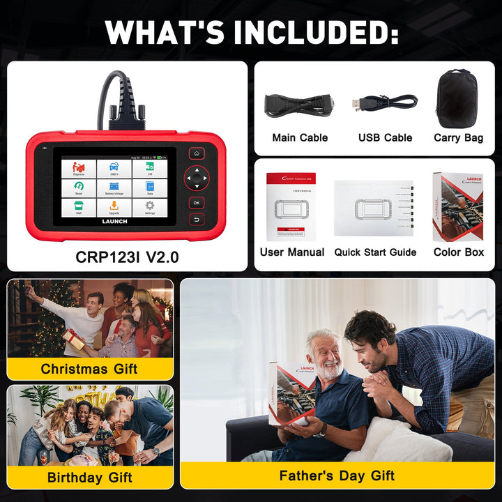 LAUNCH Crp123i V2.0 Elite Four System Obd2 Scanner Lifetime free update With 7 Resets Pk Crp123x