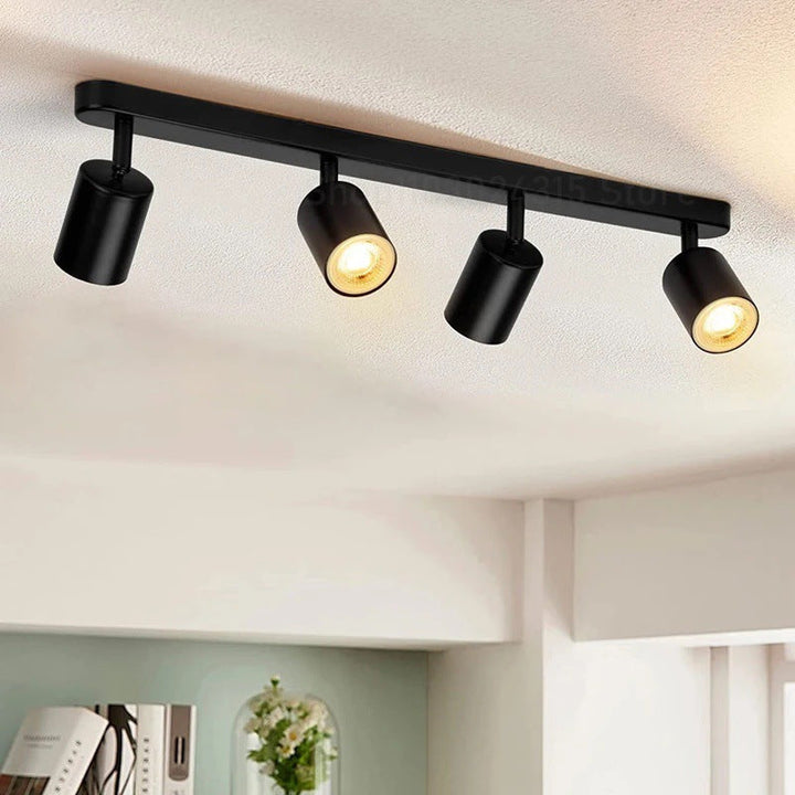 3-lichts 4-lichts railverlichting armaturen matzwart metal richtbare plafondspot GU10 built-in railverlichting
