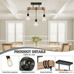 3-koppige pendant light for aan the plafond, rustieke wooden kroonluchters, black woondecoratie for dining room, living room, bedroom, kitchen, zolder, indoor