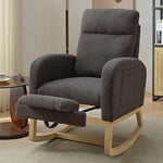 Modern rocking chair Teddy upholstered comfortable Rocker armchair footrest side pocket living room