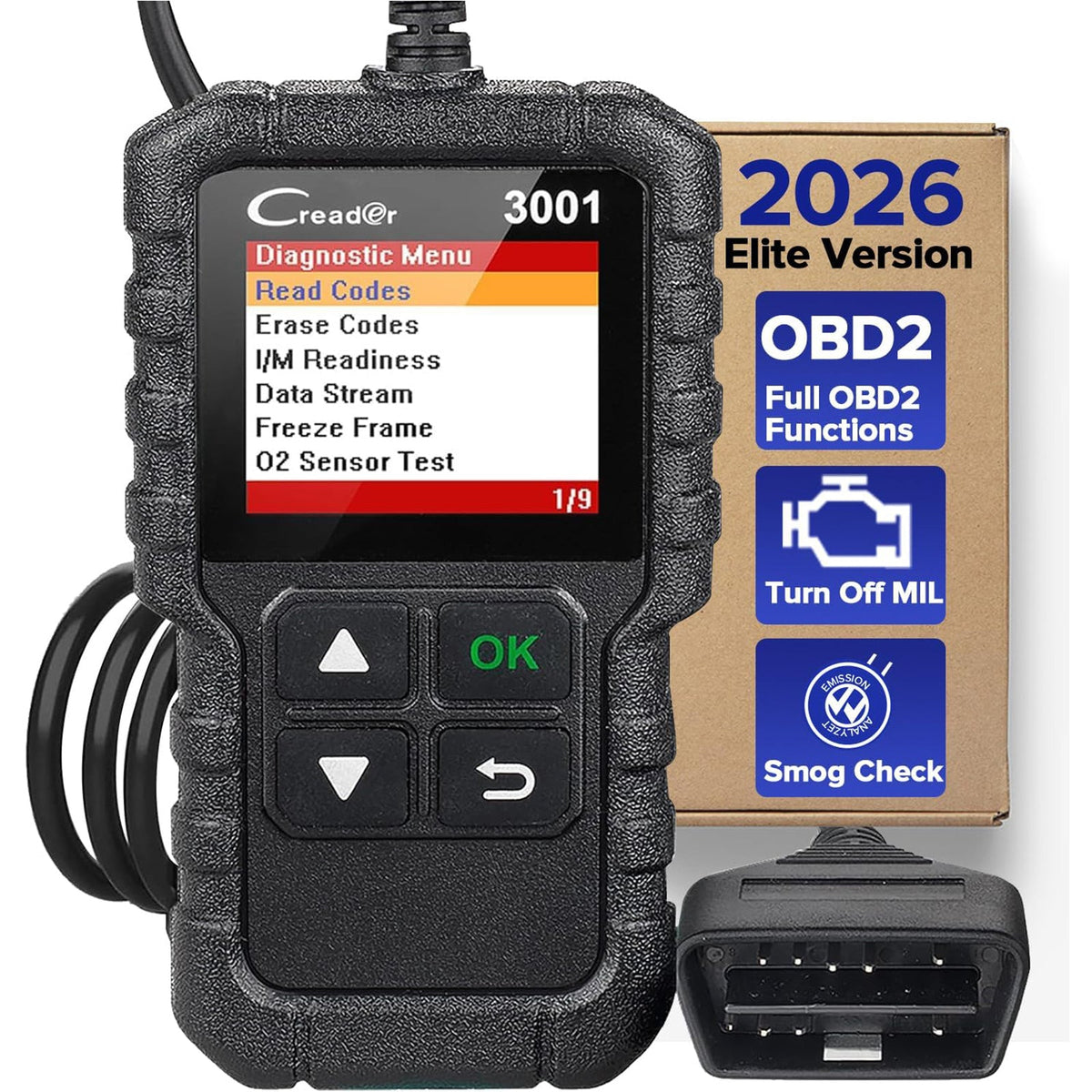 Start CR3001 V2.0 Auto Code Reader Engine Fault Scanner, compatibel with all vehicles die the OBDII-protocol ondersteunen.