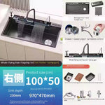 STAINLESS STEEL waterfall kitchen faucet extra large single sink digital display multifunctional sinks