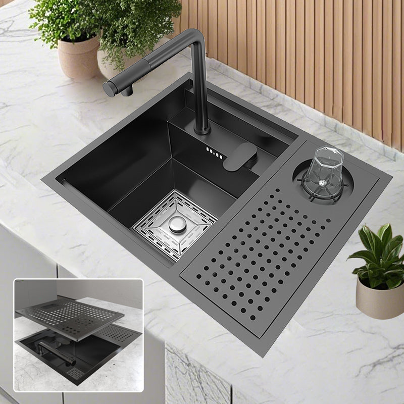Verborgen spoelbakken STAINLESS STEEL kitchen faucet small single sink with deksel sink balkon garden camper huishouden