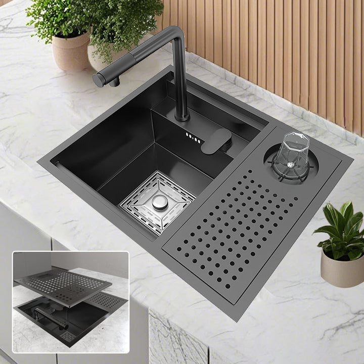 Verborgen spoelbakken STAINLESS STEEL kitchen faucet small single sink with deksel sink balkon garden camper huishouden
