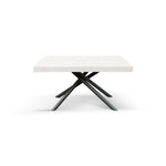 Uitschuifbare whitete essen dining table 160x90 with blacke buisvormige gekruiste poten, for indoor use, melamine afwerking, 