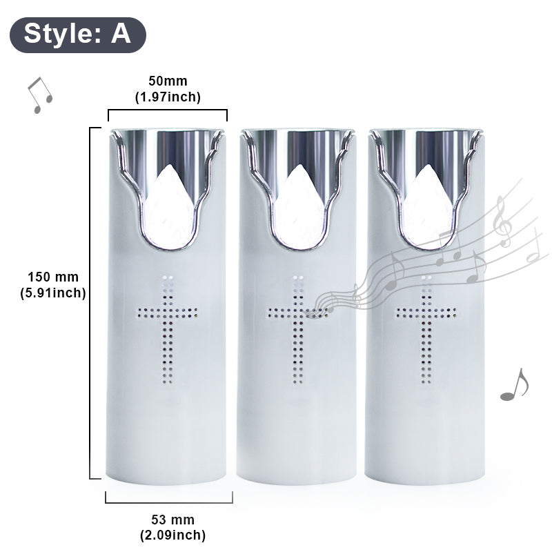Modern European Mini LED Koude White Rookvrije Gebedskaarsen Electronic Music Handheld Kaarslamp Nacht Church