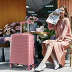 Elegant pink luggage set: 20/24/28 inch hard-shell suitcases for modern travelers, durable trolley luggage with spinner wheels