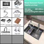 STAINLESS STEEL kitchen faucet with integratede digital display and waterval faucet, geëmbosseerde sink for kitchen