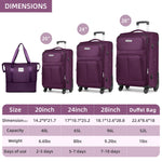 5-piece luggage set of textile (20/24/28 inch) - Lightweight uitbreidbare reiskoffer trolley with travel bag & toilettas