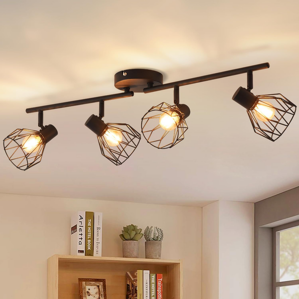 High quality 4-head spotlight ceiling light Scandinavian style design iron pendant light adjustable indoor lighting kitchen living room