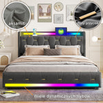 Luxueus bedframe with opbergruimte, multifunctional, RGB LED-lighting, Bluetooth audio, wireless charger and USB-C poort.
