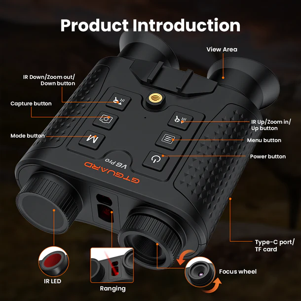 OEM/ODM Night Vision Scope GTGUARD V6 PRO 4K Video with 600M Laser Rangefinder ±1m Accuracy for Hunting Outdoor