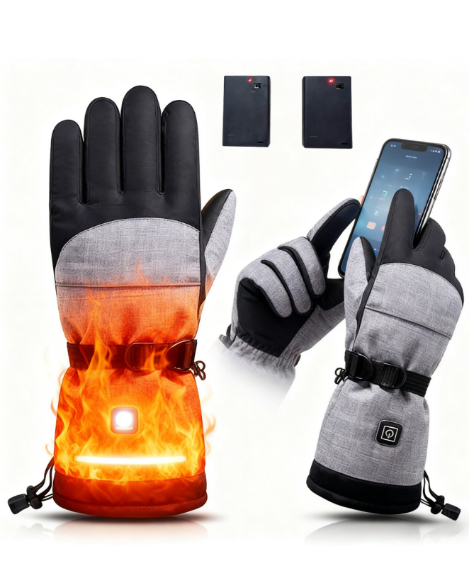 high quality waterproof katoenen verwarmde skihandschoenen with gespleten vingers and klittenbandsluiting for motor/e-bike & winterfietsen