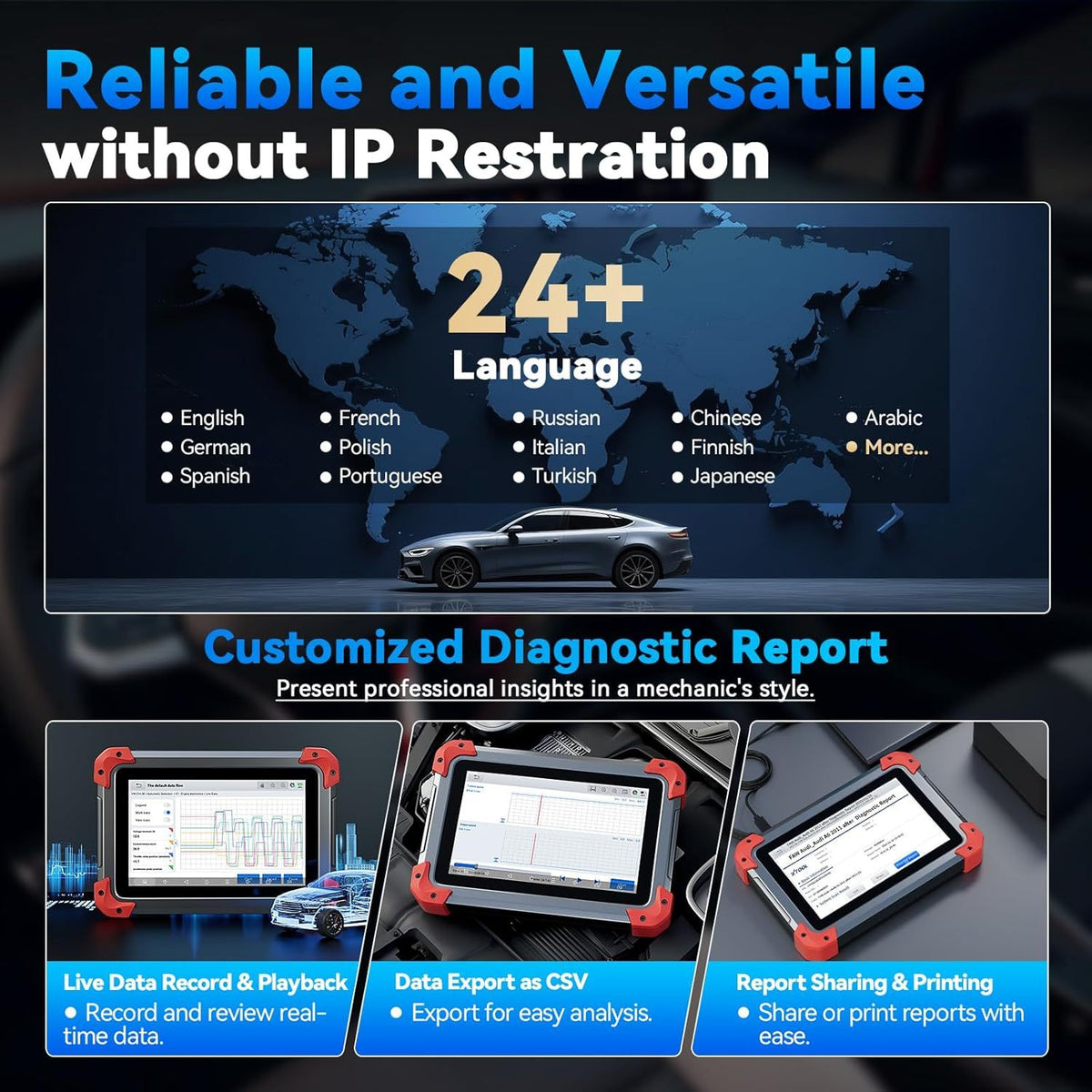 EU Warehouse XTOOL D7EU diagnostic tool for cars and key programming, multi-auto scanner, OBD2 diagnostic tool for All vehicl