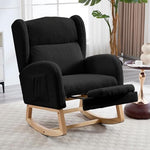 Oversized white Teddy Gestoffeerd glider Rocker footrest With side pocket Accent reading chair For living room