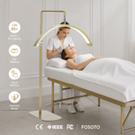 FOSOTO Oversea Warehouse LED Lash Ring Light for schoonheidssalon, bed, artiest, gold half maan LED vloerlamp for wimperverlenging, spa