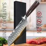 Pakkahouten handle Flexibel and handy 7CR17 stainless steel Santoku-knife