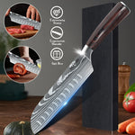 Pakkahouten handle Flexibel and handy 7CR17 stainless steel Santoku-knife