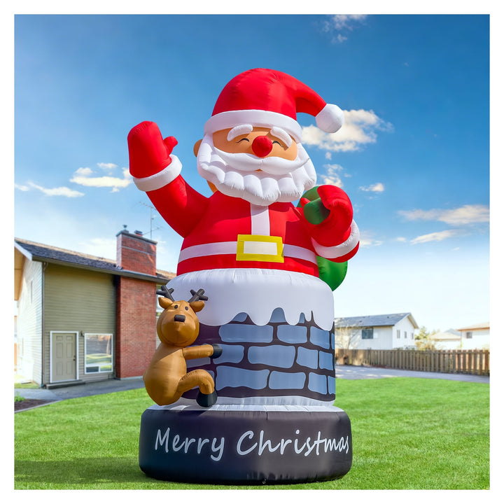 20/26/33ft Giant Inflatable Santa Claus with Chimney for Garden and Lawn Holiday Decor