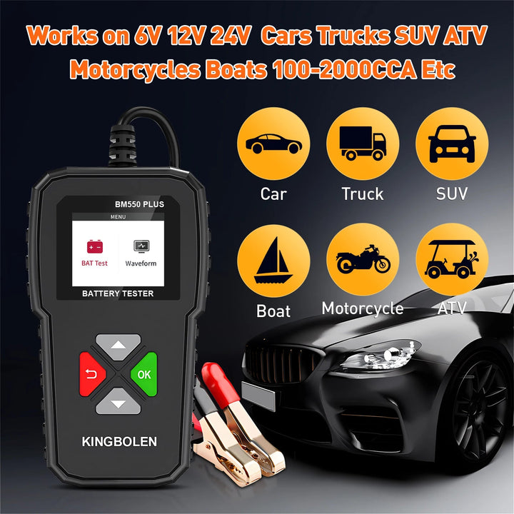 KINGBOLEN Bm550 Plus 6V 12V 24V Auto Accu Tester 100-2000 Cca Auto Spanningstester 2ah-220ah Interne Weerstand Tester