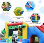17.6x14.5x8.8FT commercial inflatable bounce-house combo 100% PVC bounce house with slide, ball pit, climbing features, basketball hoop