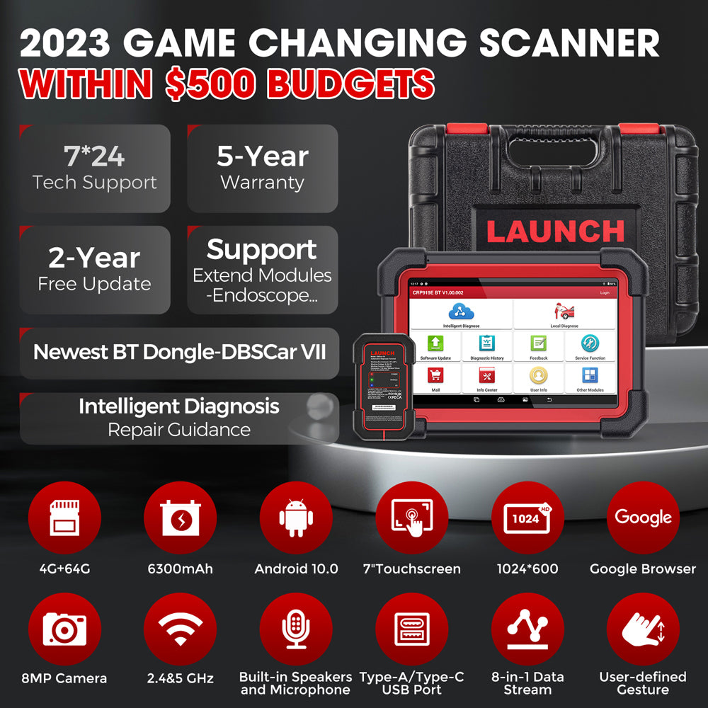 LAUNCH Crp919e Bt wireless bidirectional OBD2 Scanner full systems diagnostic machine CAN FD & DoIP Fcaecu coding