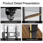 Rolling tv-floor stand for 40-100 inch LCD LED-screen TV-car with wheels, in height adjustable
