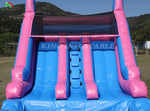 Commercial PVC dual-lane inflatable water slide for outdoor use, wet and dry inflatable slide with splash pool and blower for family parties