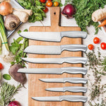 15-piece keukenknife set with knives and handles of high-quality carbon steel, 6 steak knives, black wooden block, ergonomisch