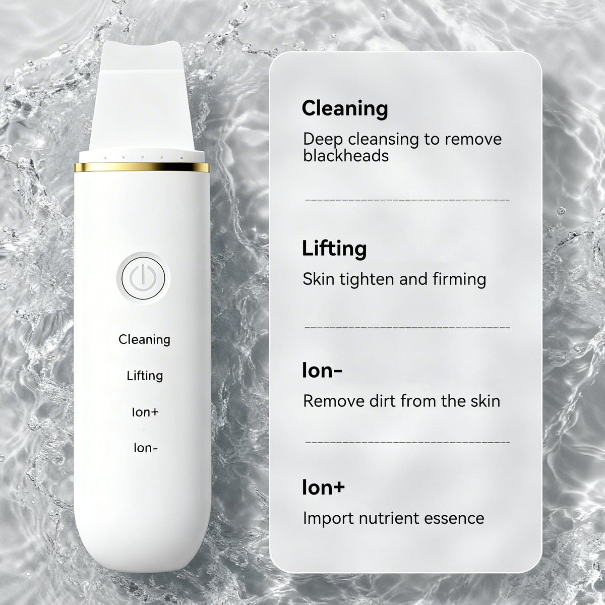 ready to ship: Pore Cleaner gezichts-spatel, ultrasonische gezichtsreiniger, dieptereiniging, ultrasonische huidreiniger
