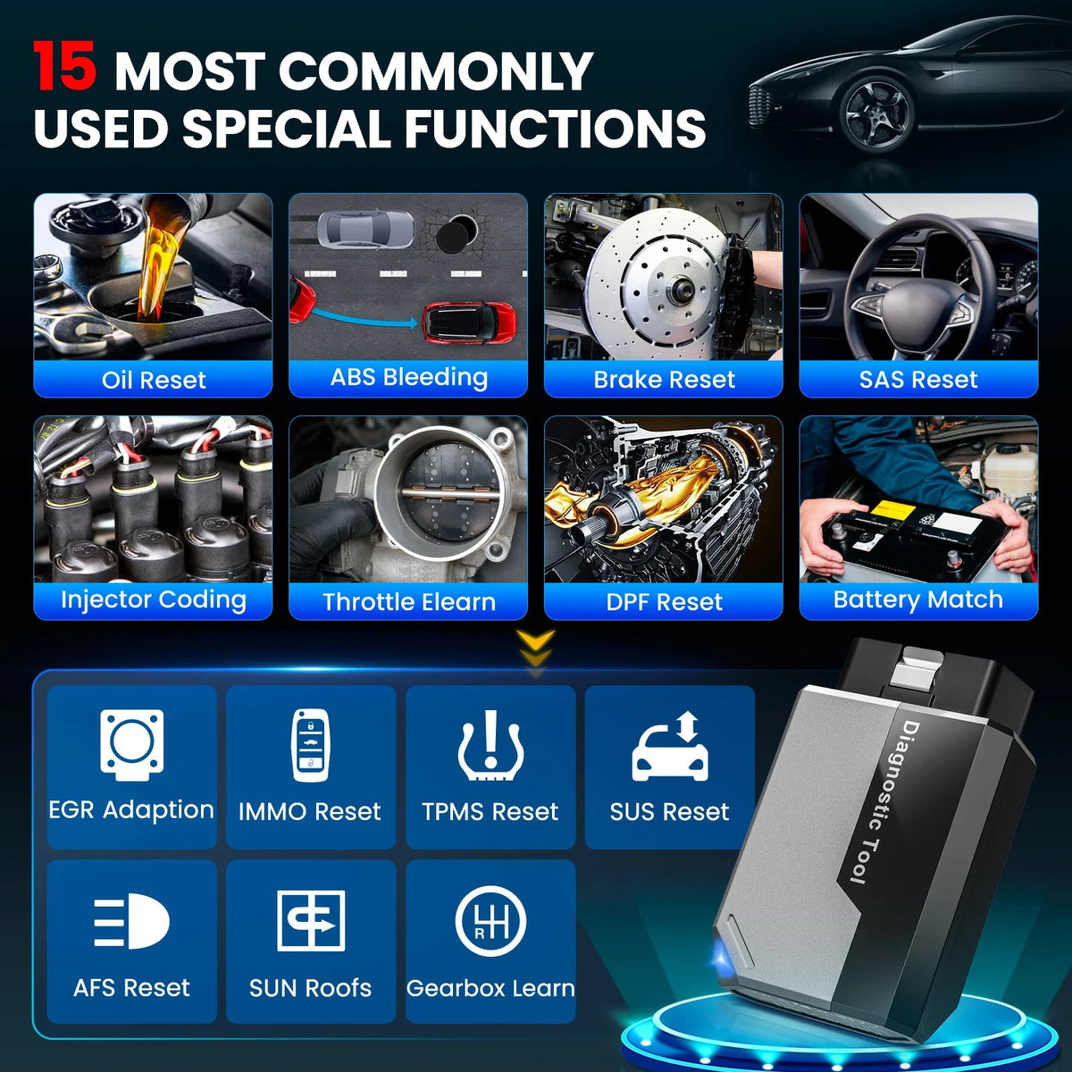 KINGBOLEN Ediag Elite Bluetooth OBD2 Scanner bidirectional full-system diagnostics 15+ Resets lifetime Updatees Geen Abonneme