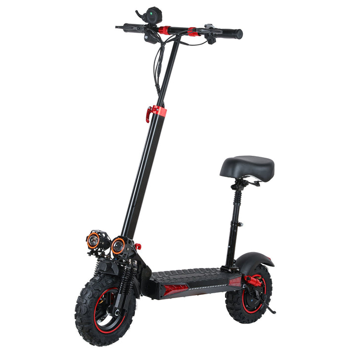 High-performance electric scooter with 48V15.6Ah battery, foldable aluminum frame, dual disc brakes and LED-lighting