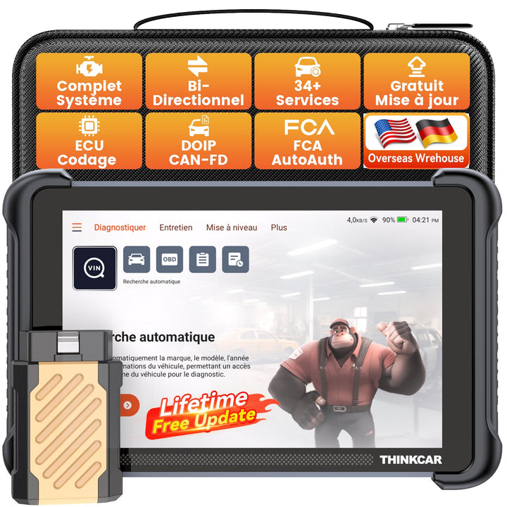 THINKCAR ThinkScan 689BT Auto diagnostic tool lifetime free updates ECU coding 34 Reset bidirectional Autoscanner