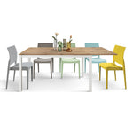 Uitschuifbare rustieke eiken eettafel 120x80 white metalen onderstel for binnengebruik