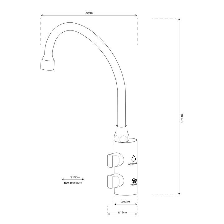 Puritek Firenze STAINLESS STEEL modern kitchen faucet with 2 standen, model 331219-GA, made in Italy