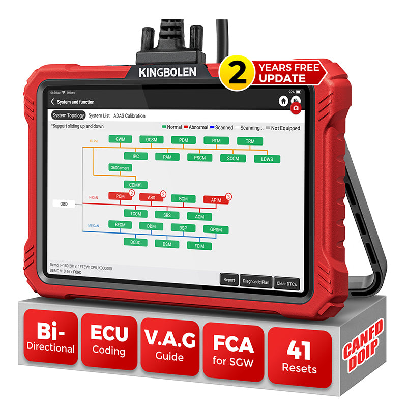US EU Warehouse 2026 Kingbolen K10 Elite Bidirectional OBD2 Scanner with Topology map CANFD DOIP ECU coding Diagnostics Devic
