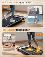 EU warehouse high quality portable massage function treadmill office under desk manual incline function with LED display