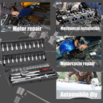 Podofo 46-piece autoreparatieset ratel momentsleutel wrench screwdriver steeksleutelset combo. Perfect for bicycle- and autoreparatie.