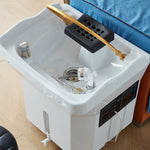 EU Warehouse Luxury Salon Haarwasbak Mobiel Without Connection On The Waterleidingnet Hoofdspa Bak With Waterreservoir Thermostaat portable Shampoo Bak